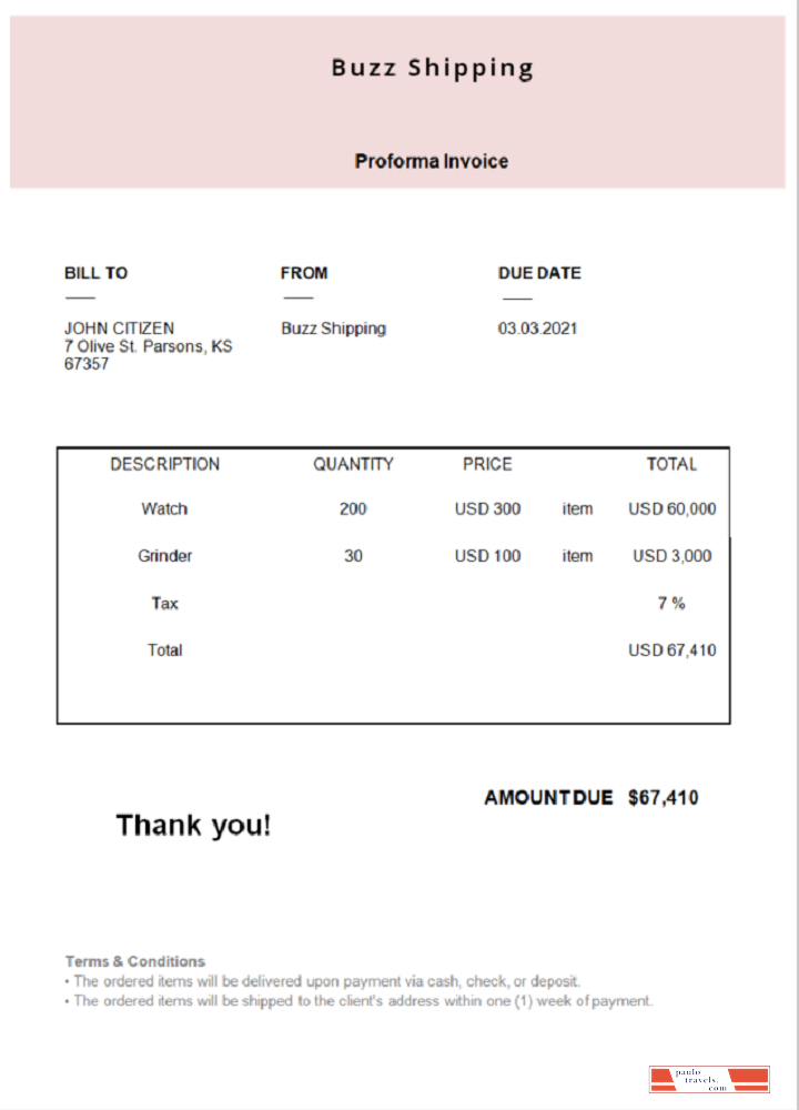 USA Buzz Shipping invoice PSD template